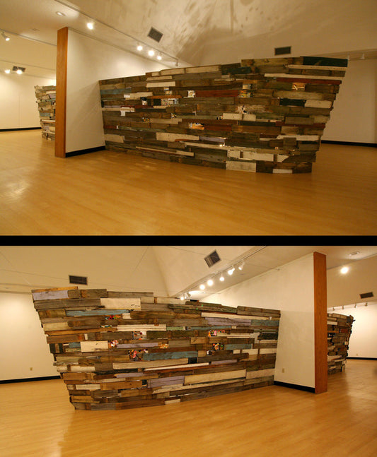 Liminal Ship (Two Views), 2018, mixed media, 8 x 38 x 6 ft. / 96 x 456 x 72 in.