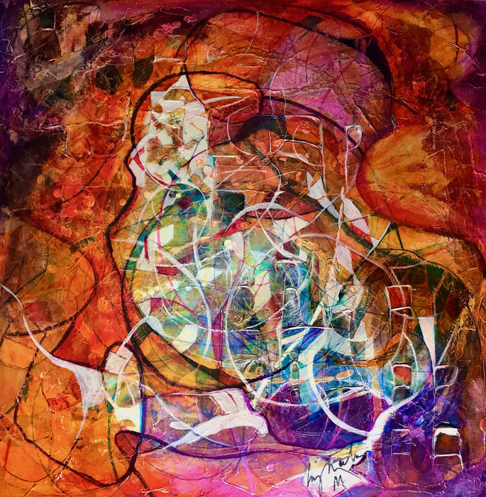 Tapestry of Time, 2020, mixed media, 36 x 36 in. / 91.44 x 91.44 cm.