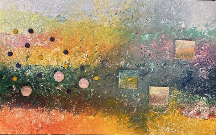 Wondrous Garden, 2024, mixed media, 30 x 48 in. / 76.2 x 121.92 cm.