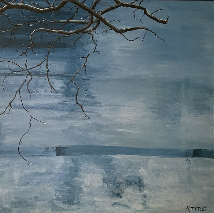 WINTER Drops on Puget Sound, 2023, acrylic, 36 x 36 in. / 91.44 x 91.44 cm.