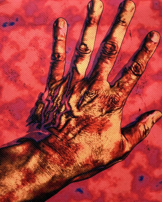 Hands Down, 2024, art quilt, 36 x 27 in. / 91.44 x 68.58 cm.