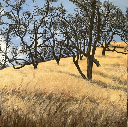 SUMMER: After the Fire - the Landscape Rejuvenates, 2025, acrylic, 36 x 36 in. / 91.44 x 91.44 cm.