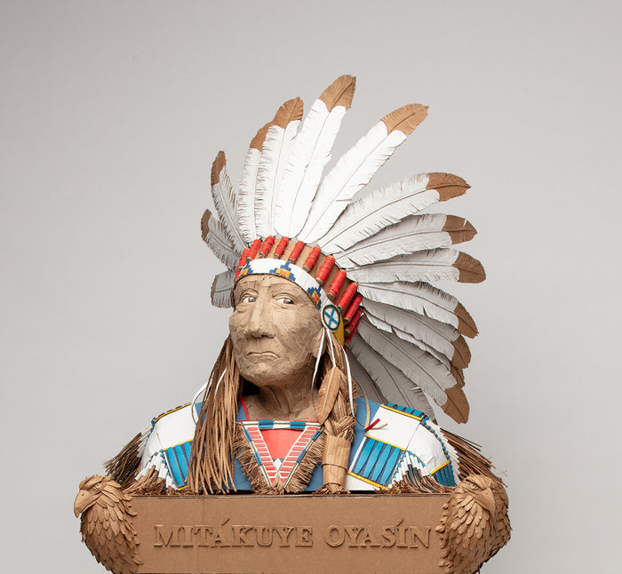 Red Cloud, 2025, recycled cardboard, 79 x 29 x 25 in. / 200.66 x 73.66 x 63.5 cm.