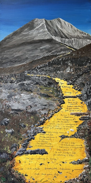 Beyond the Trees (In His Own Words #1), 2025, mixed media, 20 x 10 in. / 50.8 x 25.4 cm.