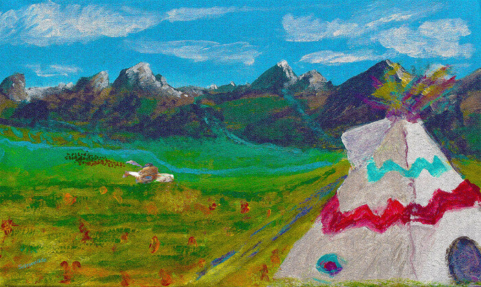 Buffalo Hunter, 2022, acrylic, 13 x 19 in. / 33.02 x 48.26 cm.