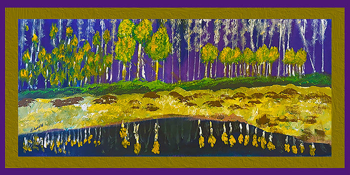 Aspen Reflections, 2024, oil, 13 x 6 in. / 33.02 x 15.24 cm.