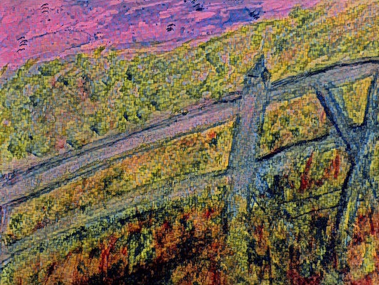 Fenceline Radiance, 2025, mixed media, 20 x 20 in. / 50.8 x 50.8 cm.