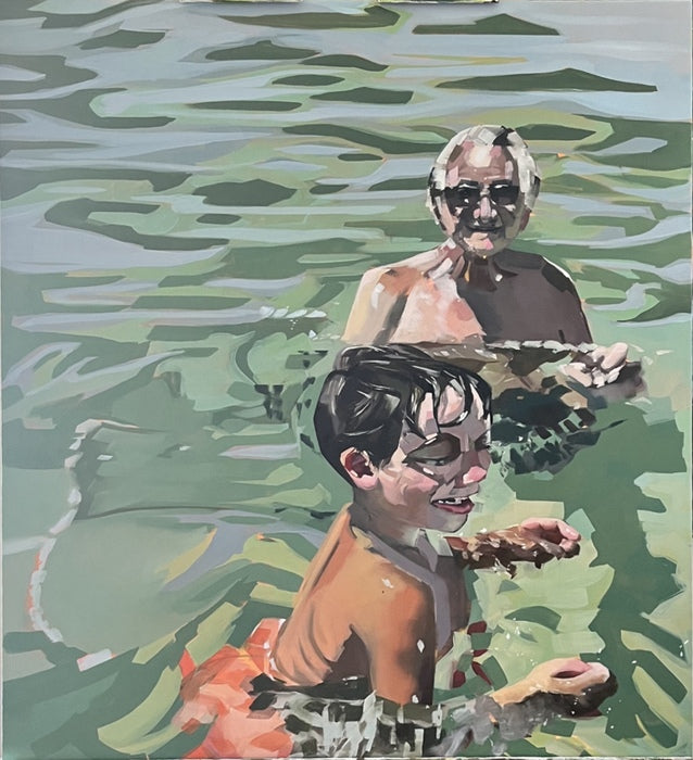 Con Abuelo, 2024, oil on canvas, 36 x 32 in. / 91.44 x 81.28 cm.