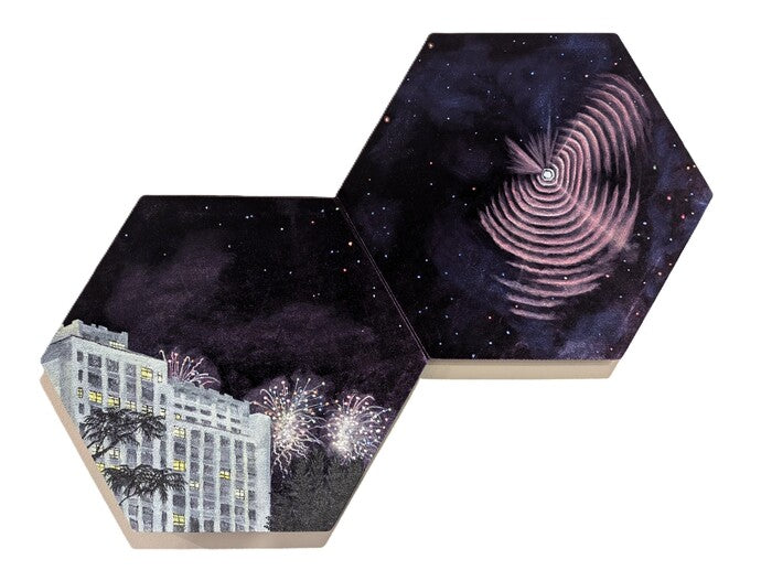 Eight Years, 2025, acrylic on reclaimed velvet, 15 x 20 in. / 38.1 x 50.8 cm.