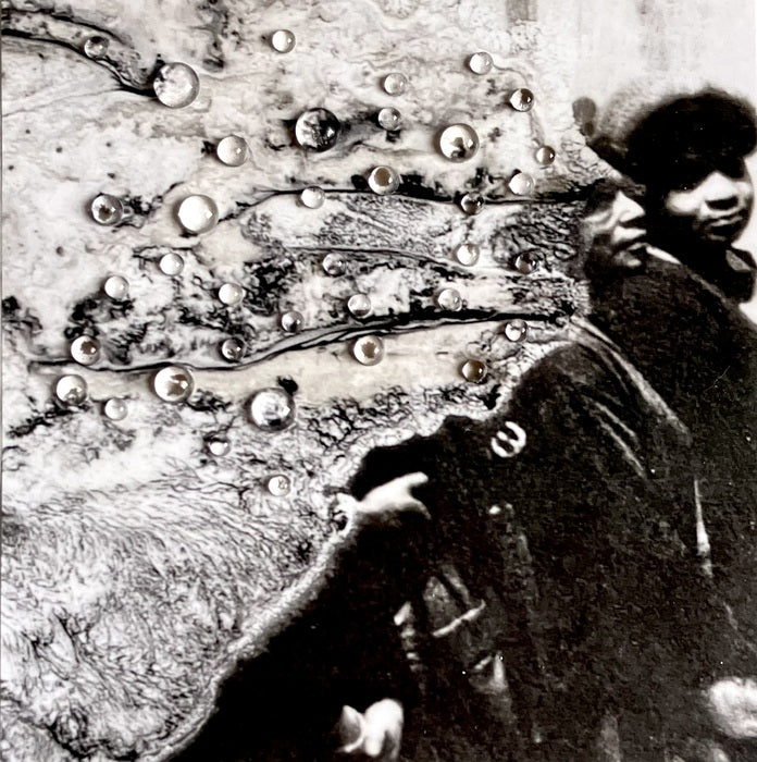 Organic Matters, 2025, black and white print with resin, 6 x 6 in. / 15.24 x 15.24 cm.