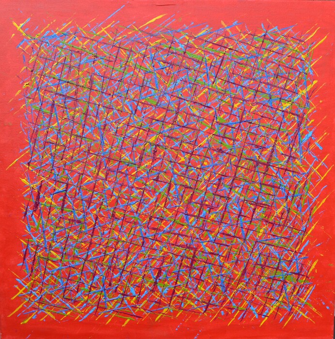 Red Matrix, 2019, acrylic, 30 x 30 in. / 76.2 x 76.2 cm.