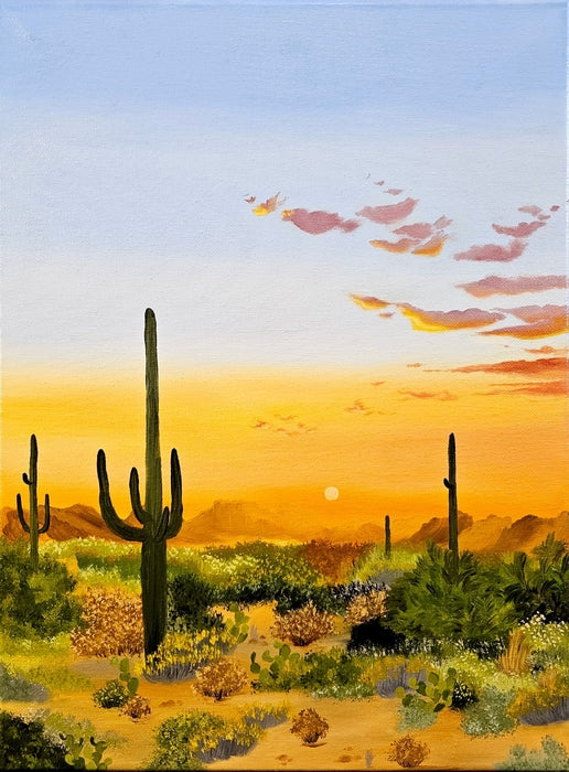 Golden Desert, 2025, oil on canvas, 16 x 12 in. / 40.64 x 30.48 cm.