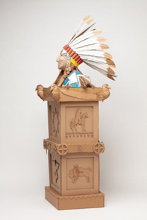 Red Cloud, 2025, recycled cardboard, 79 x 29 x 25 in. / 200.66 x 73.66 x 63.5 cm.