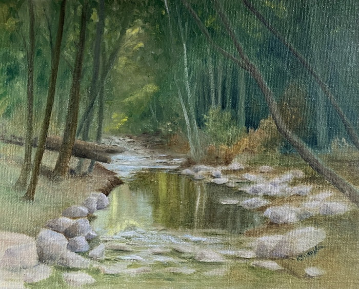 Mountain Stream, 2025, oil on linen panel, 8 x 10 in. / 20.32 x 25.4 cm.