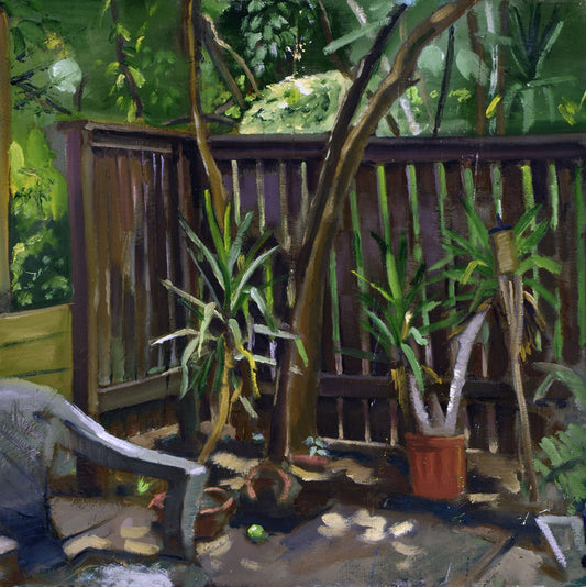 Backyard Plain Air, 2023, oil on panel, 12 x 12 in. / 30.48 x 30.48 cm.