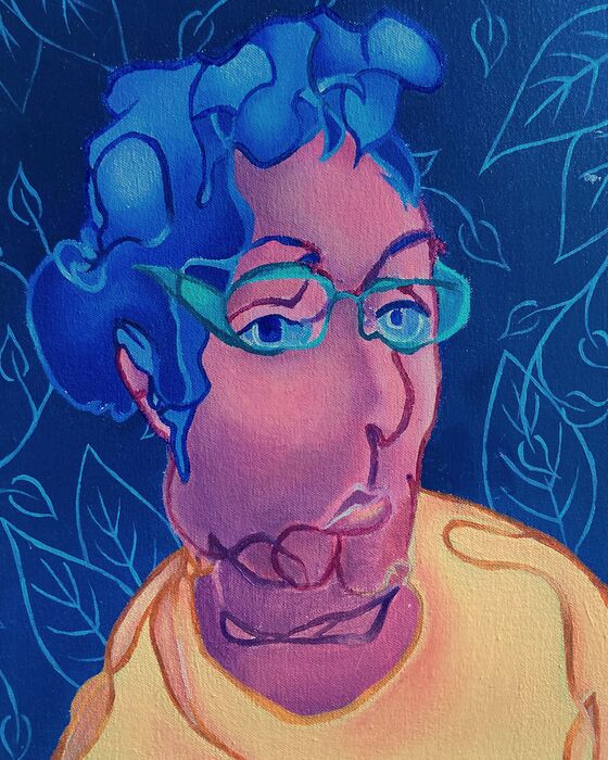 Untitled (Grammy in Blind Contour), 2024, acrylic on canvas, 12 x 9 in. / 30.48 x 22.86 cm.