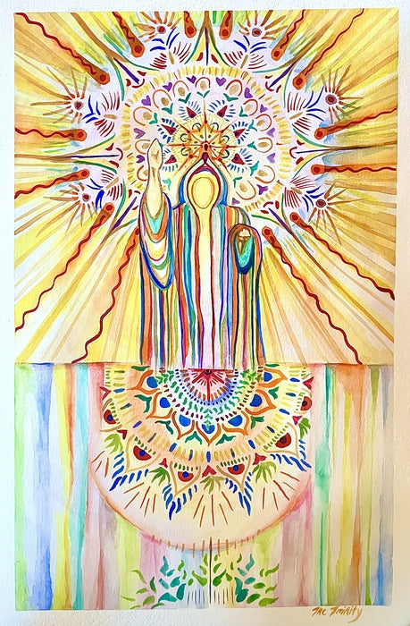 The God with No Name, 2025, watercolor, 12 x 18 in. / 30.48 x 45.72 cm.