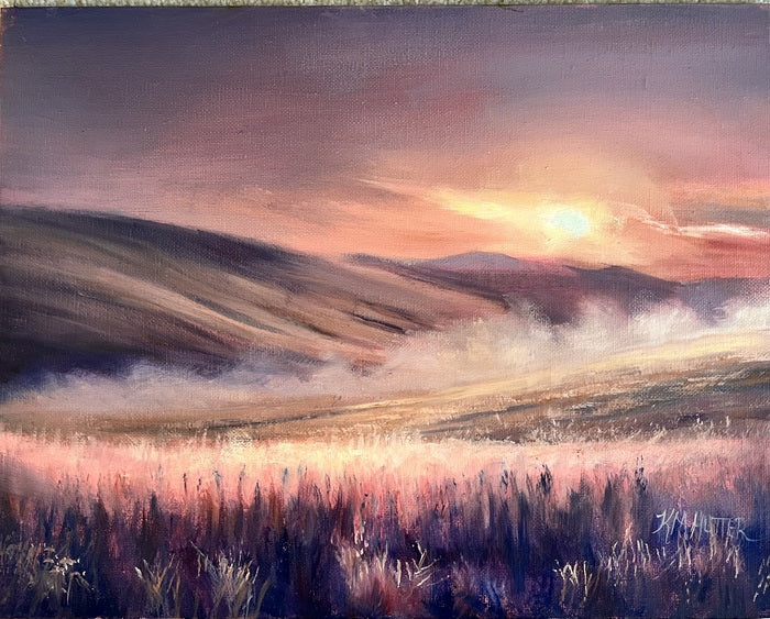 Dusk Over Wheatfields, 2024, oil on canvas, 11 x 14 in. / 27.94 x 35.56 cm.