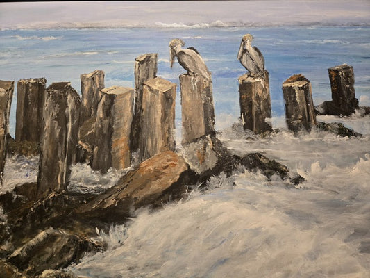 Pelican Observatory, 2024, acrylic, 24 x 36 in. / 60.96 x 91.44 cm.