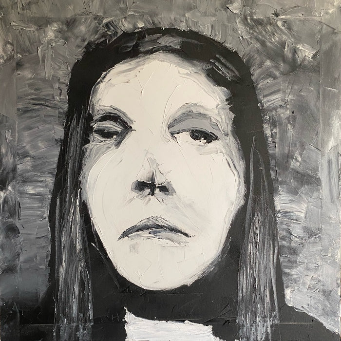 'Self-Portrait in Winter 15', 2025, oil on canvas, 65 x 65 cm. / 25.5 x 25.5 in.