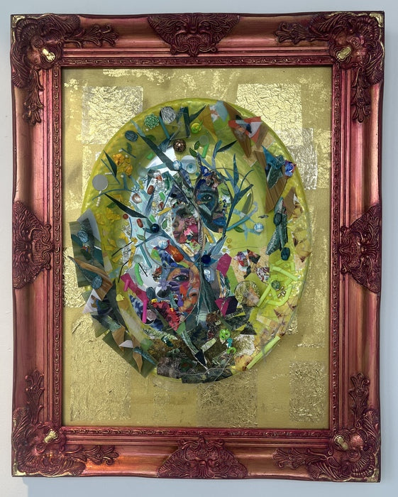 Matriarchs, 2021, mixed media on plastic platter, 24 x 30 in. / 60.96 x 76.2 cm.