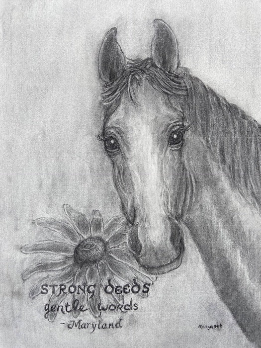 Strong Deeds, 2025, charcoal, 14 x 22 in. / 35.56 x 55.88 cm.