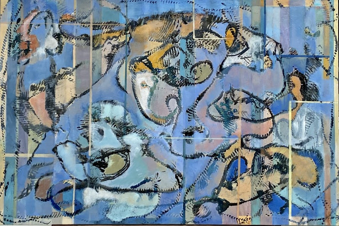 The Lion and the Mouse, 2023, acrylic and oil on canvas, 24 x 36 in. / 60.96 x 91.44 cm.