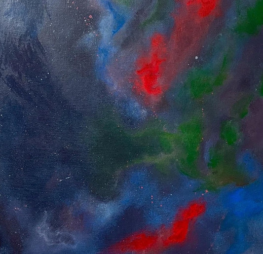 Barbell Nebula, 2025, acrylic on canvas, 12 x 12 in. / 30.48 x 30.48 cm.