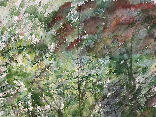 Lush Swamp, 2025, watercolor on paper, 17 x 20 in. / 43.18 x 50.8 cm.