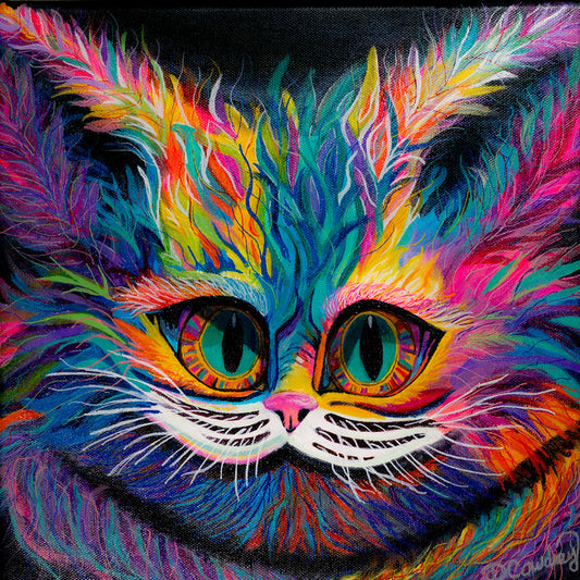 Cheshire Smile, 2025, acrylic on canvas, 12 x 12 in. / 30.48 x 30.48 cm.