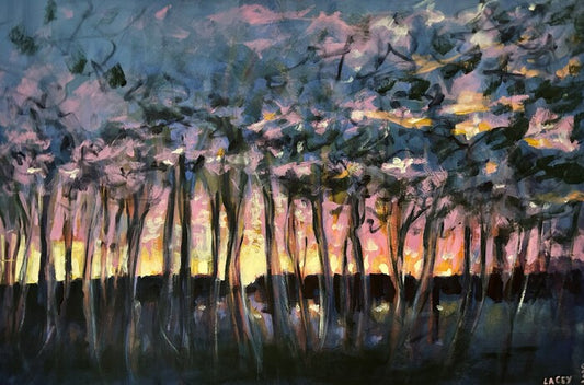 April 2019 Sunrise, 2019, oil on birch panel, 24 x 36 in. / 60.96 x 91.44 cm.