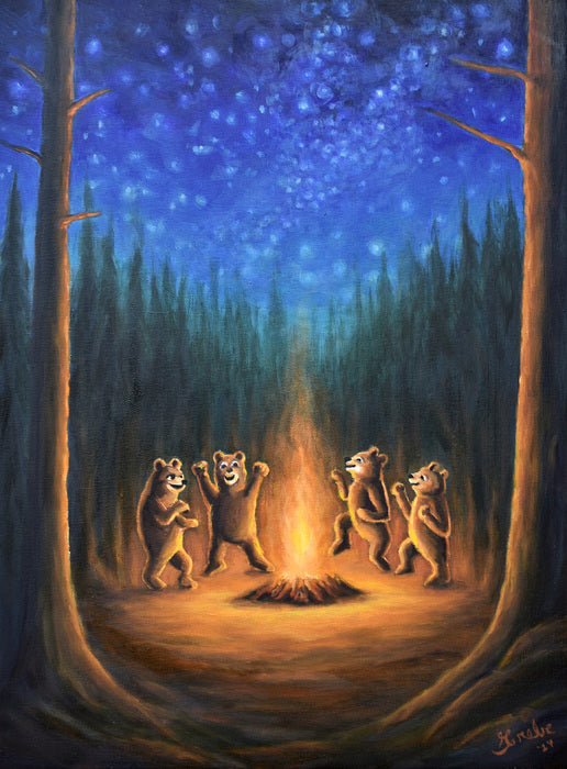 Dancing Bears, 2024, oil on canvas, 16 x 12 in. / 40.64 x 30.48 cm.