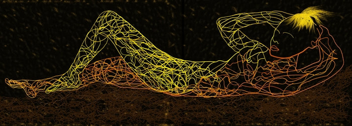 Organic Forms #7 - Sit Ups - Full Size, 2025, pigment ink on cotton rag paper, 24 x 70 in. / 60.96 x 177.8 cm.
