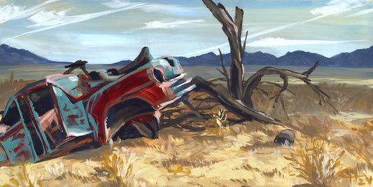 Broken Down, 2024, acrylic, 10 x 20 in. / 25.4 x 50.8 cm.