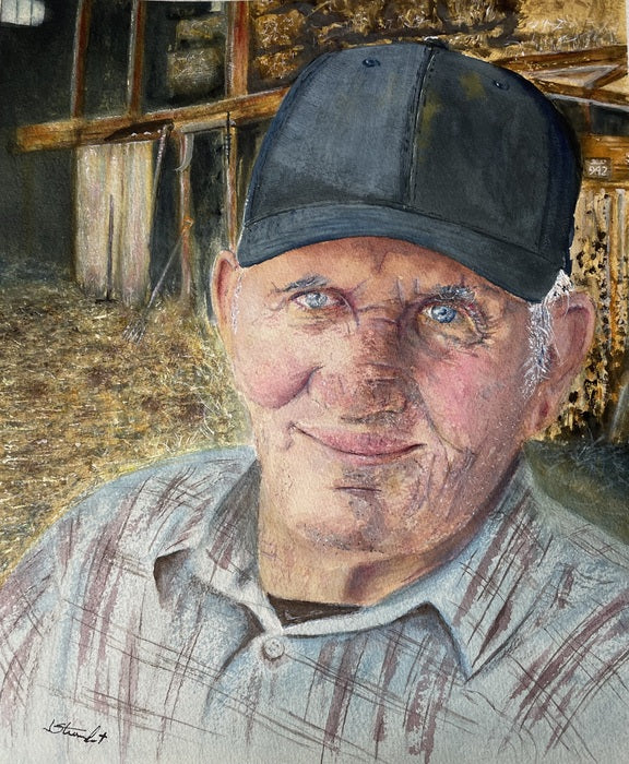 Old Farmer, 2025, watercolor, 25 x 17 in. / 63.5 x 43.18 cm.