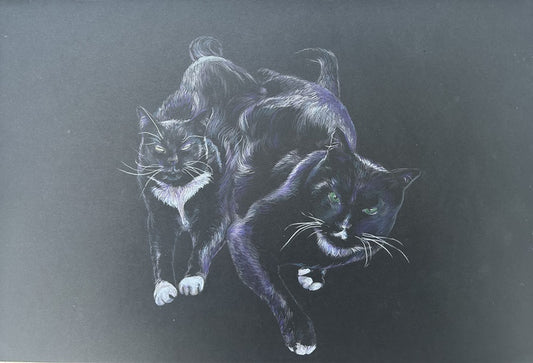Boo And Sahara, 2025, colored pencils, 12 x 18 in. / 30.48 x 45.72 cm.