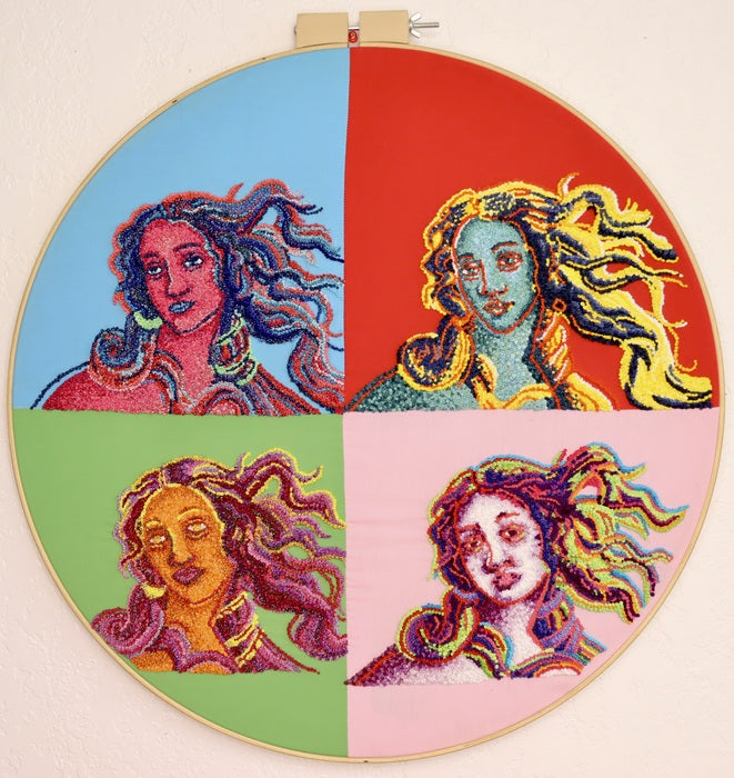 Four Ways, 2023, embroidery, 25 x 24 in. / 63.5 x 60.96 cm.