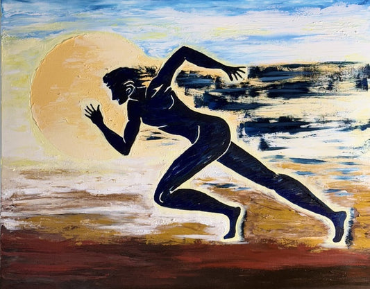 Chasing the Horizon, 2025, acrylic painting, 30 x 24 in. / 76.2 x 60.96 cm.