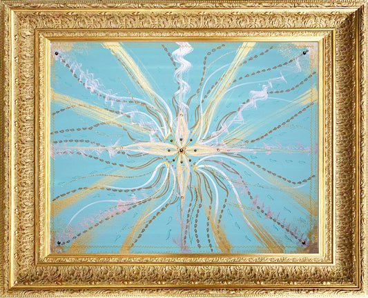 Mandala Oceanica, 2025, acrylic on framed panel canvas, 27 x 23 in. / 68.58 x 58.42 cm.