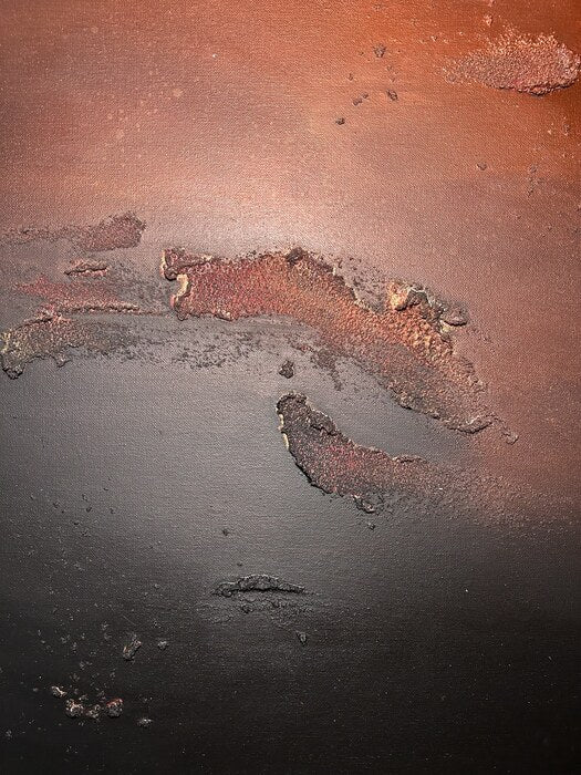 Progression, 2025, mixed media on cotton canvas, 16 x 20 in. / 40.64 x 50.8 cm.