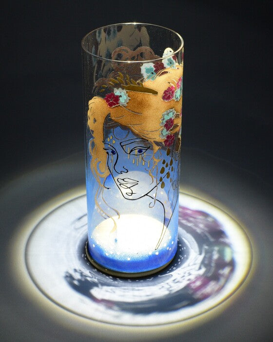 Athena, 2025, glass art lamp, 10 x 4 x 4 in. / 25.4 x 10.16 x 10.16 cm.