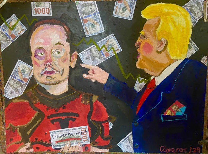 Un Unfriendly Divorce, 2025, oil pastel on paper, 30 x 22 in. / 76.2 x 55.88 cm.