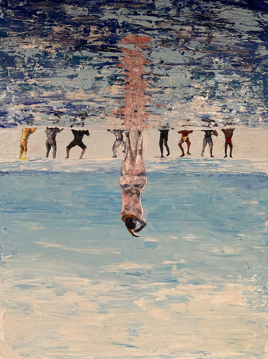Deep Dive, 2025, acrylic on canvas, 28 x 32 in. / 71.12 x 81.28 cm.