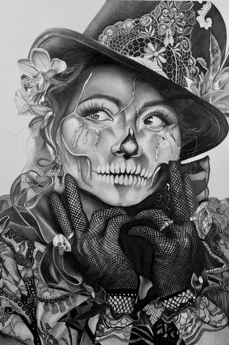 Dia De Los Muertos, 2025, graphite, 36 x 24 in. / 91.44 x 60.96 cm.