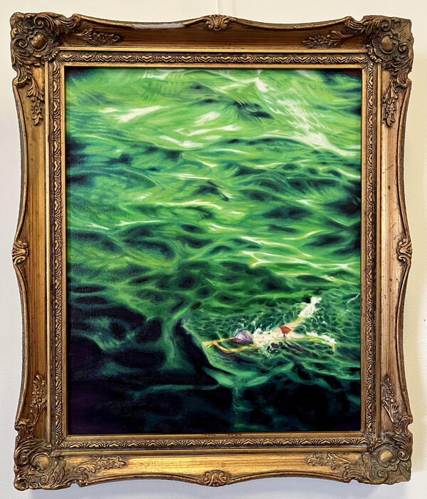 Swimmer, 2023, oil paint, 12 x 16 in. / 30.48 x 40.64 cm.