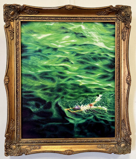 Swimmer, 2023, oil paint, 12 x 16 in. / 30.48 x 40.64 cm.