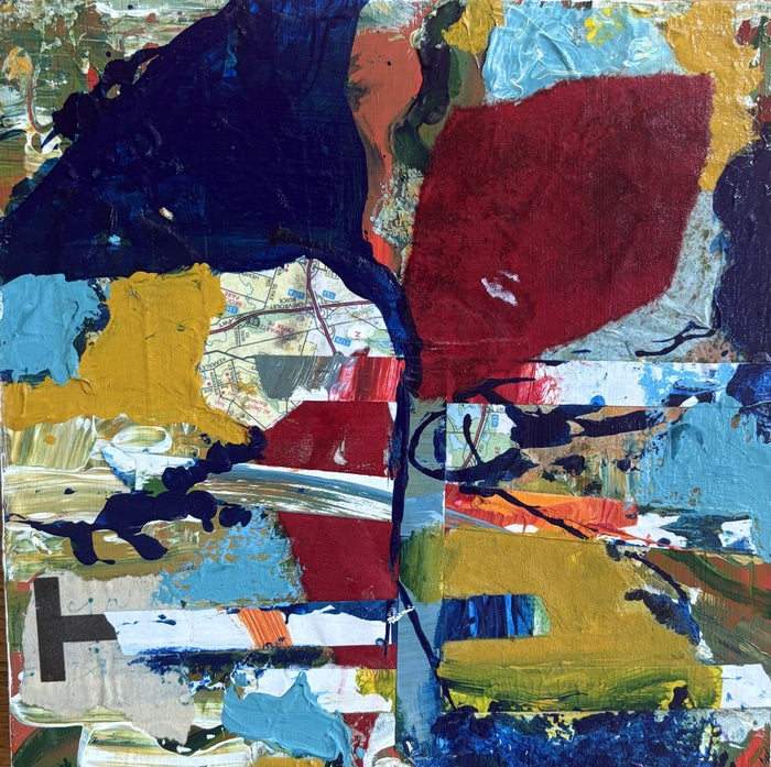 Road Trip, 2024, mixed media, 8 x 8 in. / 20.32 x 20.32 cm.