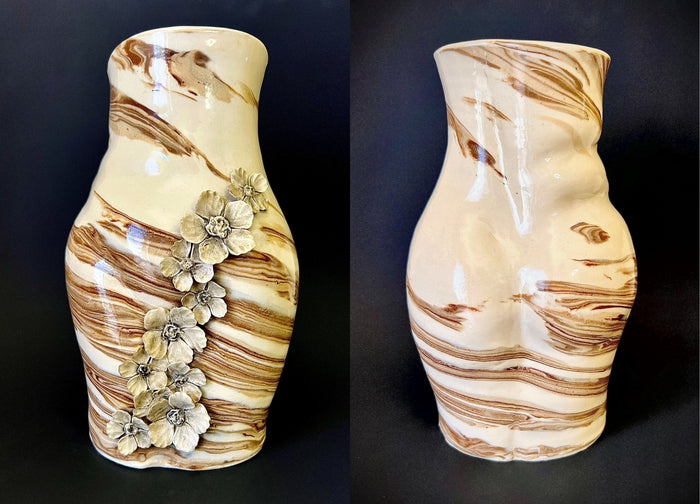 She Is Created with Purpose, 2025, hand thrown and altered stoneware ceramic, 10 x 6.5 x 6 in. / 25.4 x 16.51 x 15.24 cm.