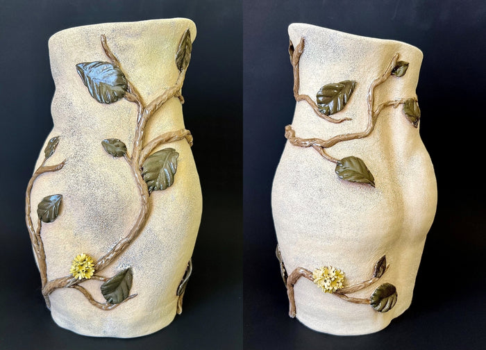 She Is Resilient, 2025, hand thrown and altered stoneware ceramic, 11 x 6.5 x 6 in. / 27.94 x 16.51 x 15.24 cm.