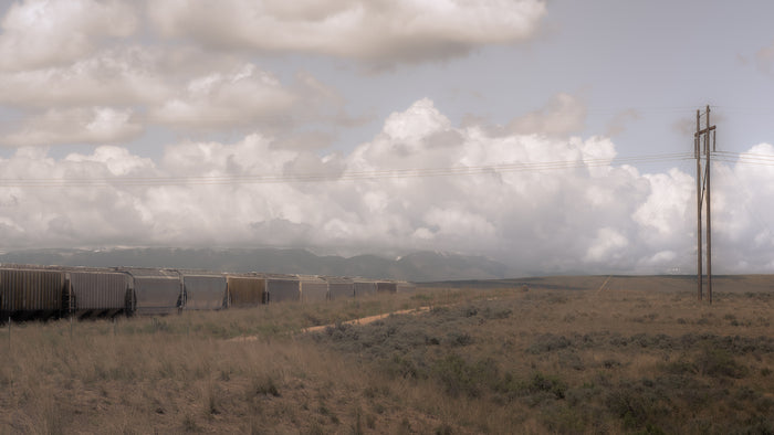 Train and Electric Pole, 2025, digital photography, 38 x 26 in. / 96.52 x 66.04 cm.